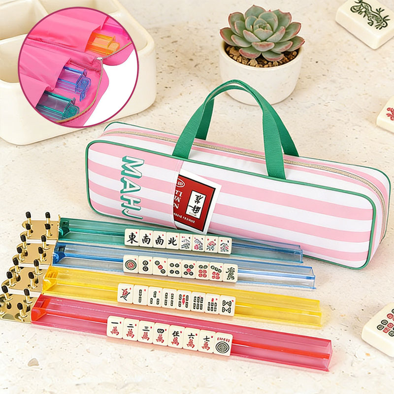 Mahjong Racks and Bag Set Transparent Color Injected Acrylic Matte Finish