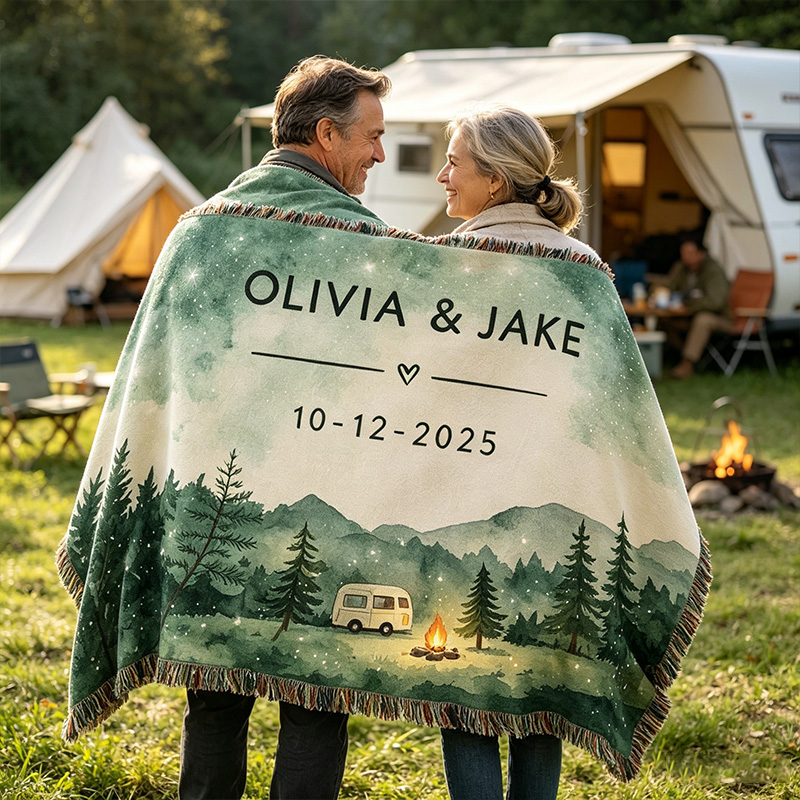 Personalized Couple Blanket with Names Nature Lovers Engagement Gift Adventure Couples Gift Wedding Engagement Couple Gift