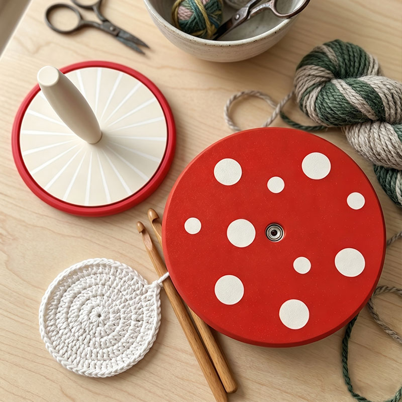 Personalized Mushroom Daisy Clouds Yarn Holder Custom Crochet Tool Organizer with Name Portable Wrist Organizer Gifts for Crochet and Knitting Enthusiasts Unique Gift