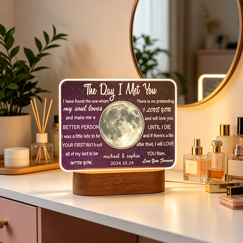 Personalized Our Moon Design Night Light Couple Night Light Gift Moon Night Light Anniversary Gift for Couplr