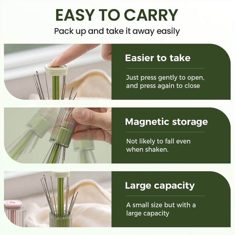 Pop up Needle Storage Magnetic Sewing Needle Case Magnetic Sewing Needle Case with Pop-Up Tray Multi-Purpose Needle & Thread Kit for Crochet Seaming & Diy Repair