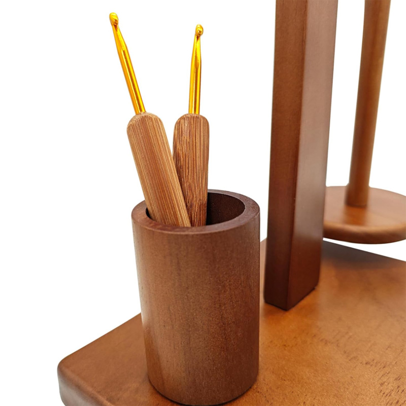 Yarn Holder Wooden Ball Holder Multifunctional Magnetic Wool Holder Rotating Yarn Holder Wooden Yarn Dispenser with Stand Suitable for Crochet Yarn and Knitting