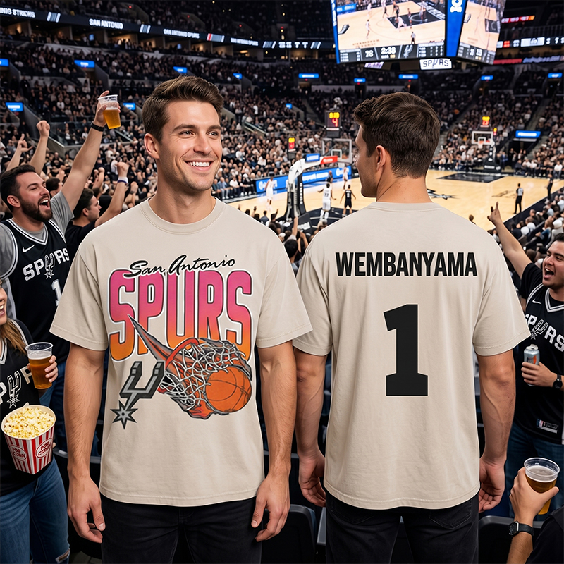 Personalized Basketball Washed T-Shirt San Antonio Spurs On Fire Custom Name and Number Gift for Fans
