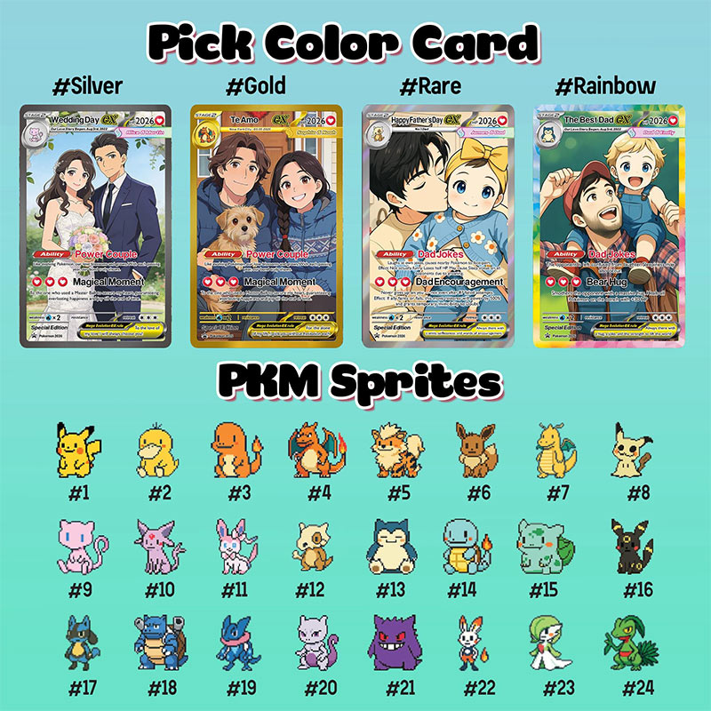 Personalized Father's Day Pokemon Card Custom Pokemon Card Gift For Dad Father's Day Gift Custom Pokemon Present