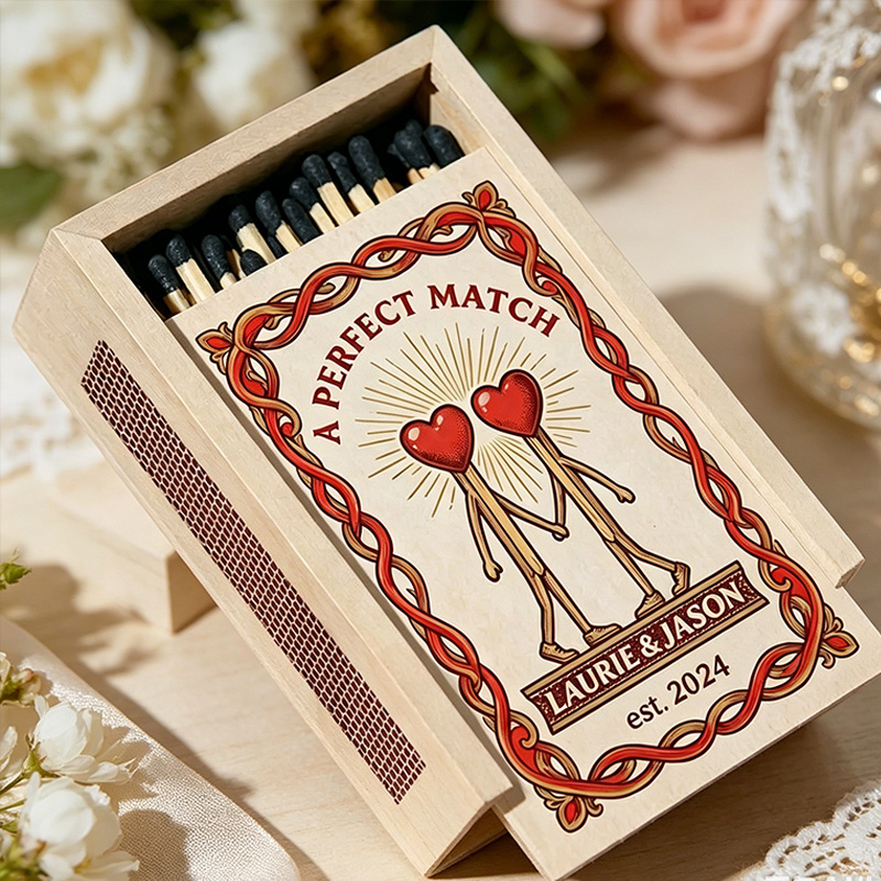 Personalized Couple Matchbox Custom Date Night Matchbox Christmas Dinner Matchbox without Match Wedding Gift for Couple Anniversary Gift Matchbox 