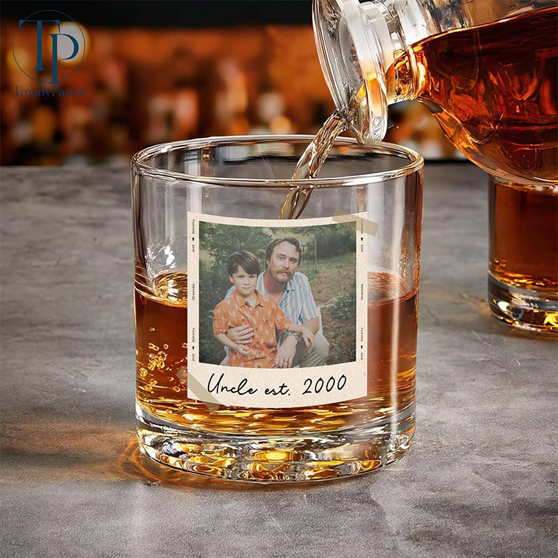 Personalized Photo Dad Est Whiskey Glass Grandpa Gift Dad Glass Gifts For Him Portrait Photo Grandpa Glass New Dad Gifts