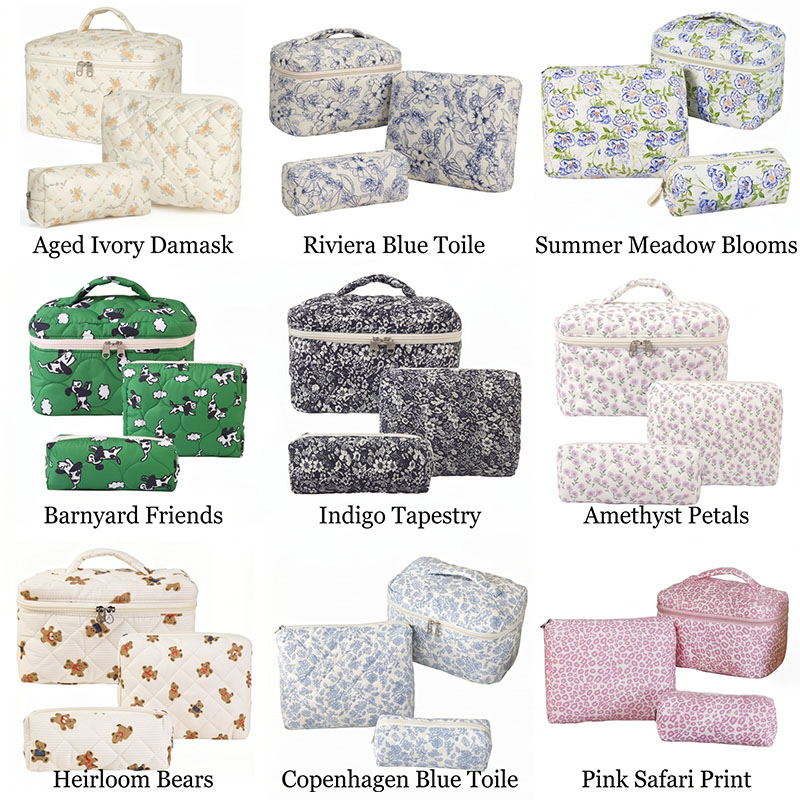 Personalized Embroidered Name Cotton Quilted Crochet Tool Storage Bag Large Small  Floral Crochet Tool Storage Bag Set Cute Coquette Pouch for Purse Aesthetic Cloth Flower Storage Bag Organizer