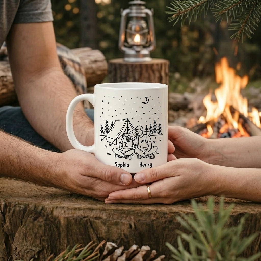 Personalized Under the Same Stars Couple Gift Personalized Enamel Mug Anniversary Camping Gift Custom Outdoor Coffee Cup Partners for Life