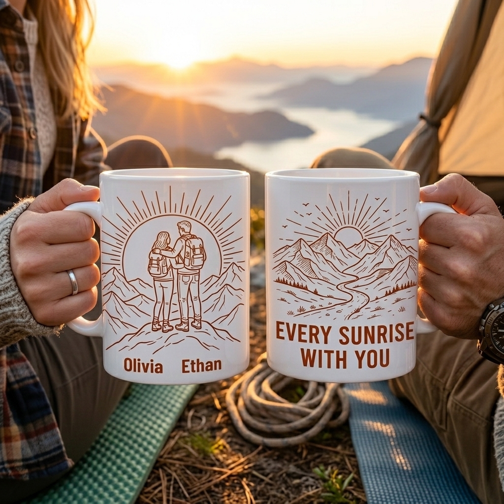 Personalized Every Sunrise with You Couple Mug Gift Personalized Enamel Mug Anniversary Camping Gift Custom Outdoor Coffee Cup Partners for Life