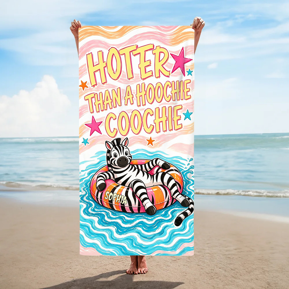 Personalized Cartoon Animals Soft Quick Dry Beach Towel with Name Summer Vacation Birthday Travel Beach Gift for Young Couples Women Besties