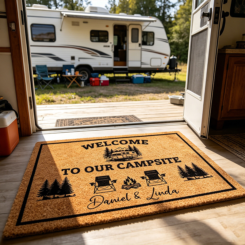Personalized Camp Lover Doormats Welcome To Our Campsite Doormat Personalized Name Welcome Mat Couples Gift Cute Doormat Gift for Her