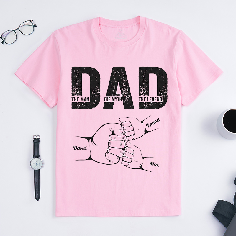 Personalized Dad Shirt The Man The Myth The Legend Dad Custom Dad T Shirt with 1-9 Kids Names Birthday Gift
