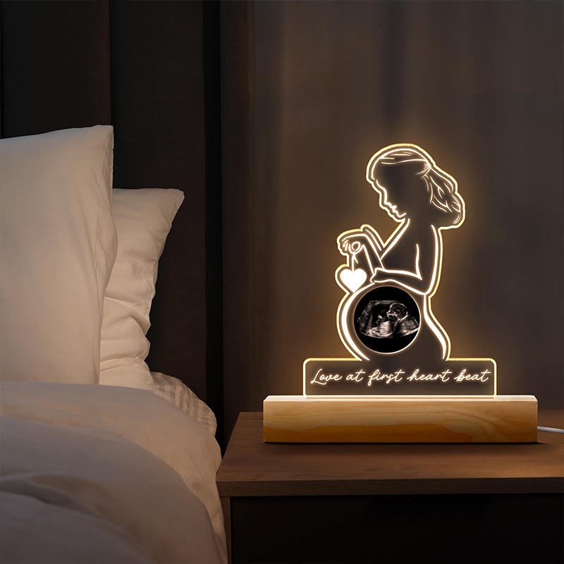 Personalized Ultrasound Photo Night Light Custom Pregnancy Keepsake Gift for Expecting Parents Baby Shower Gift for New Mom