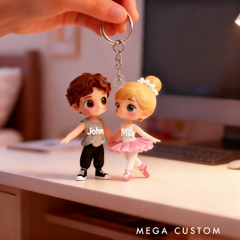 Personalized Ballet and Modern Dance Couple Acrylic Keychains with Your Name Hair Color and Skin Tone Unique Gift for Dancer on Valentine's Day Birthday Christmas Anniversary