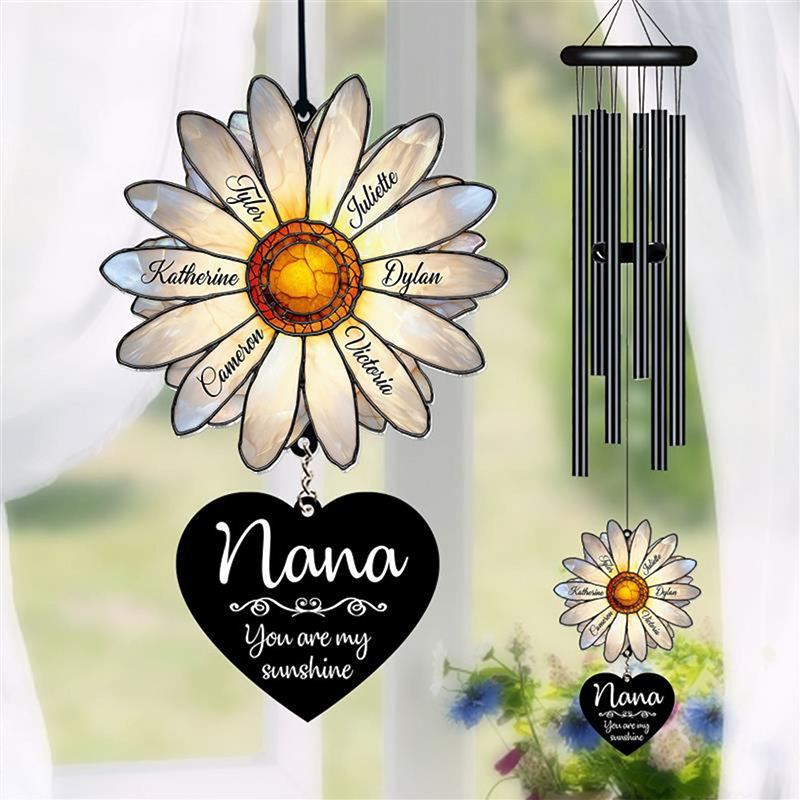 Personalized Nana Daisy Wind Chime You are My Sunshine Custom Grandkids Names Mom Grandma Family Gift