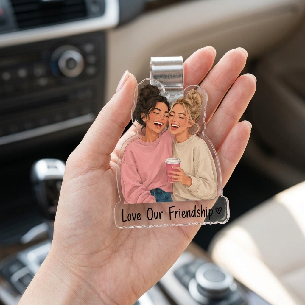 Personalized Bestie Photo Car Visor Clip Custom Clip De Visière De Voiture Bestie Personnalisé Accessoire De Voiture Photo Personnalisé Pour Ami Breloque Amitié BFF