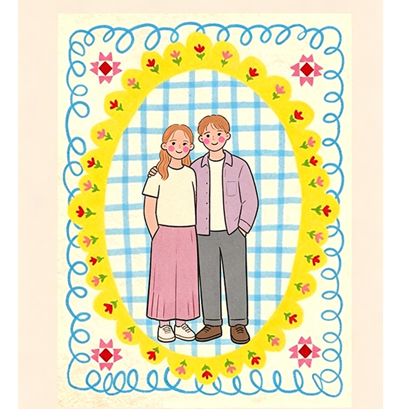 Personalized Photo Badly Drawn Portrait Custom Couple Portrait Hand Drawn Quirky Portrait Wall Art Portrait from Photo Cute Couple illustration