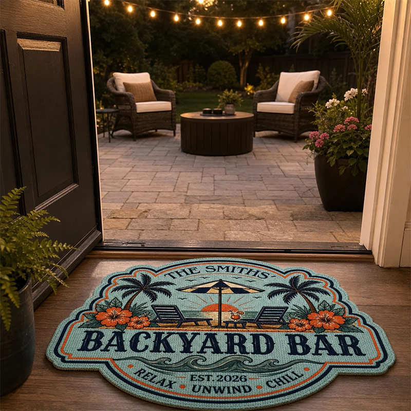 Personalized Poolside Shaped Doormat Cuatom Family Summer Vacation And Travel Gifts For Mom Dad Brother Sister Making Summer Memories