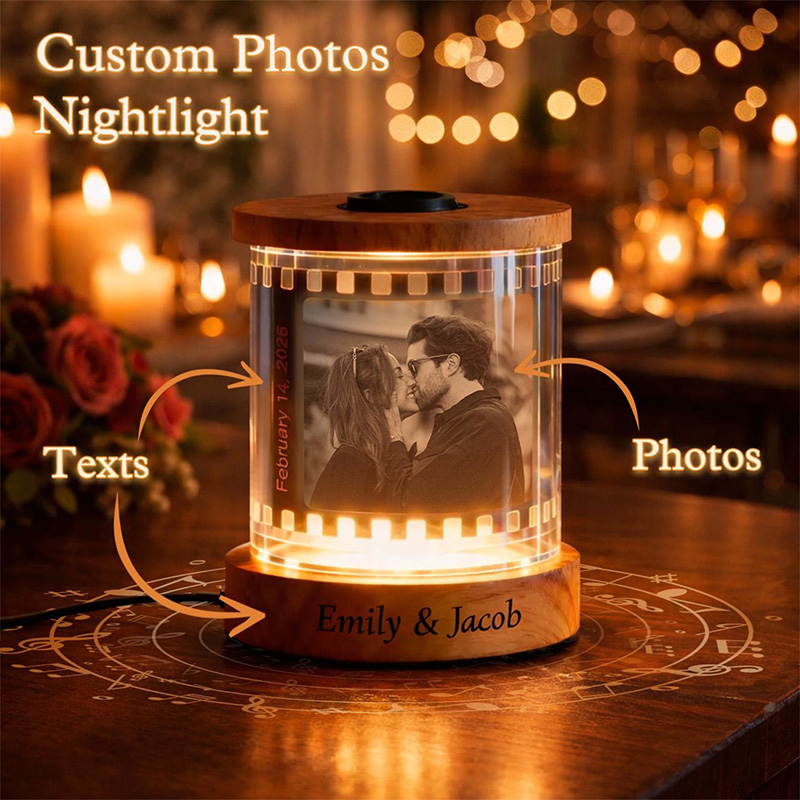 Personalized Film Reel Night Light Engraved Base Custom Valentine’s Day Gift for Him Her Couple Gift Unique Wedding Anniversary Keepsake