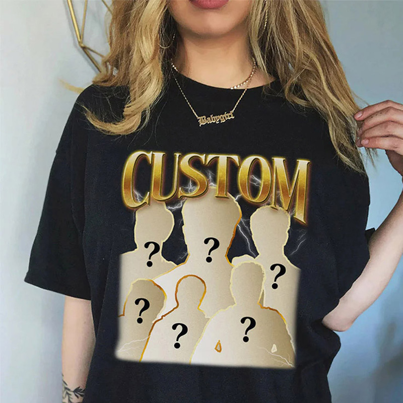 Personalized I Love My Girlfriend Bootleg Style Classic T-Shirt Custom Text Boyfriend Photo Tee Couple Face Rap Style Shirt Valentine's Day Gift for Him Her