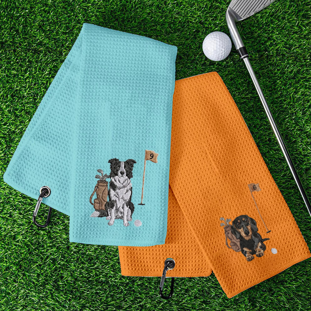 Personalized Pet Golf Towel with Pet Photo Embroidered Pet Portrait Dogs Face Cat Accessories Golf Lover Gift
