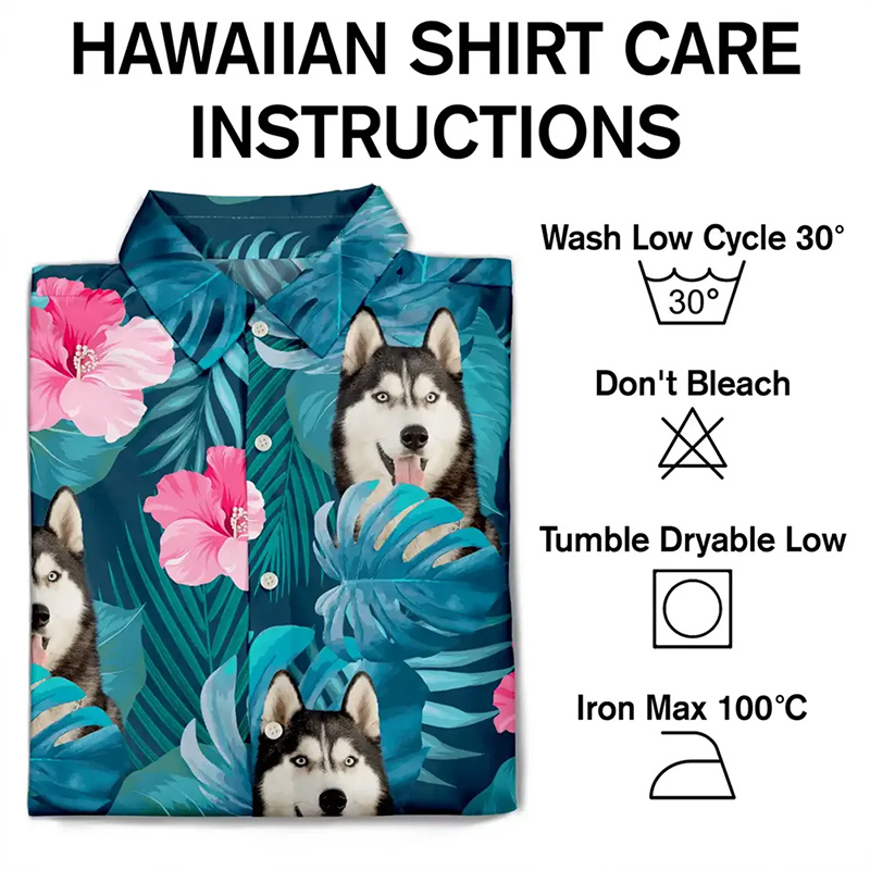 Personalized Photo Tropical Leaves Funny Family Kids Pet Face Custom Hawaiian Shirt with 1-6 Kids Photo Father Mother Summer Gifts