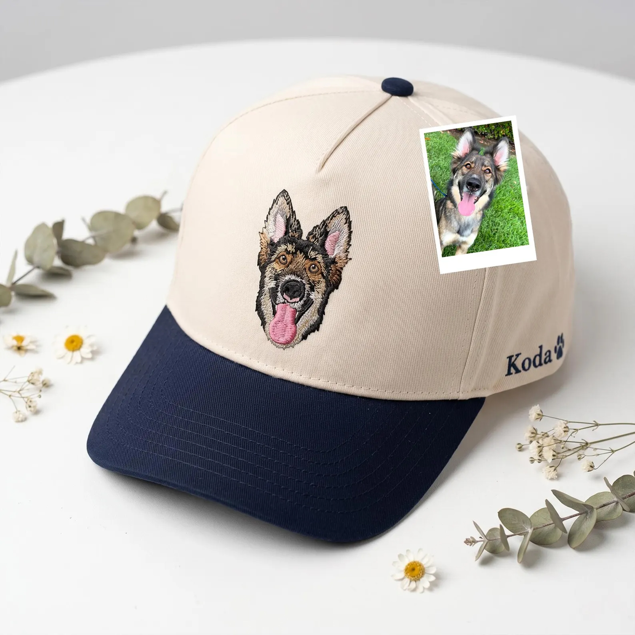 Personalized Hat with Your Dog Photo Custom Embroidered Pet Portrait Baseball Cap Pet Lover Gift