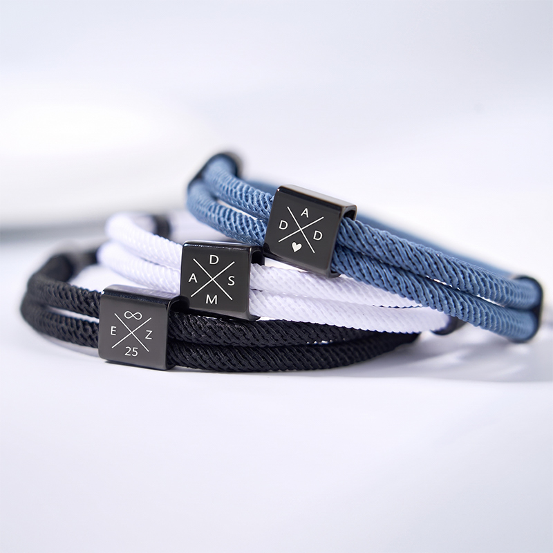 Personalized Adjustable Sliding Knot Bracelet for Dad Individual Engraving Bracelet Dad Bracelet Custom Initials Dad Birthday Gift