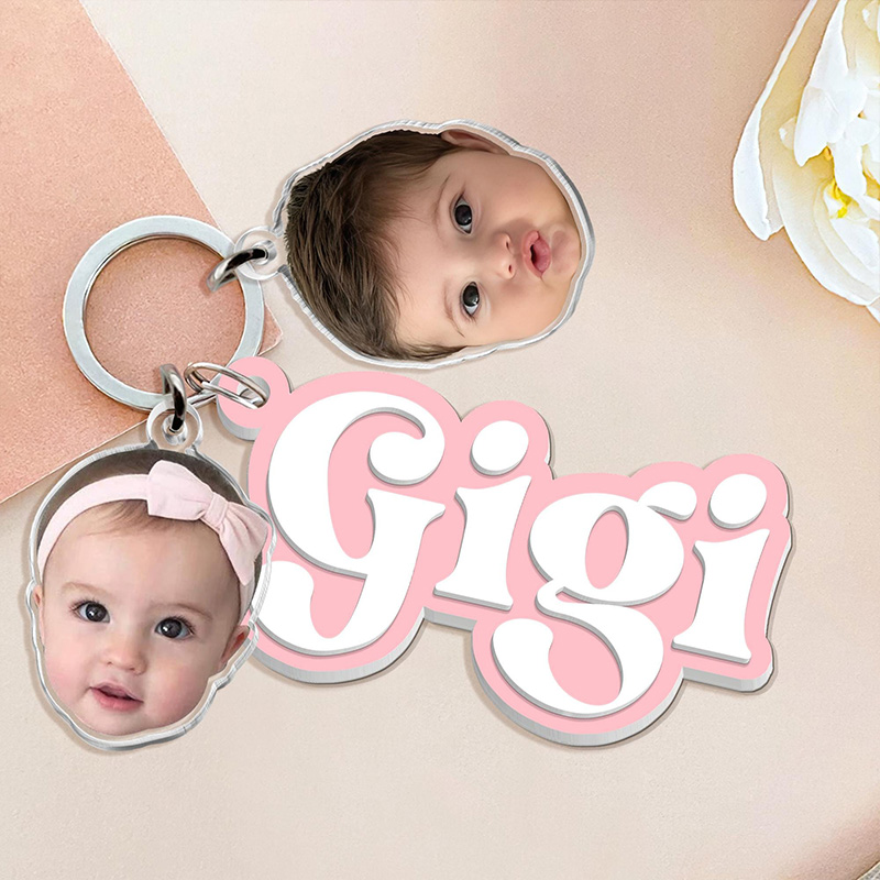 Personalized Kids Photo Charm Keychain Custom Grandma Gift from Grandkids Gifts for Mom Grandma