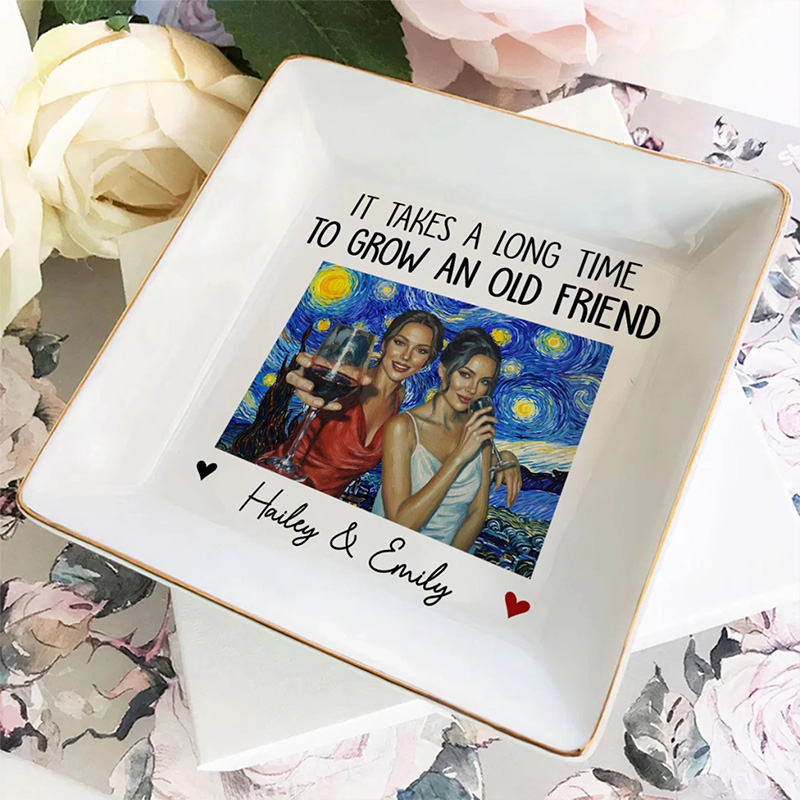 Personalized A True Friend is A Journey Without an End Jewelry Dish Friendship Jewelry Dish for Her Bestie Unique gift