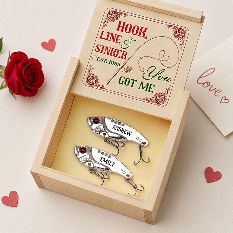 Personalized Hooked on You Forever Fishing Lure for Couple