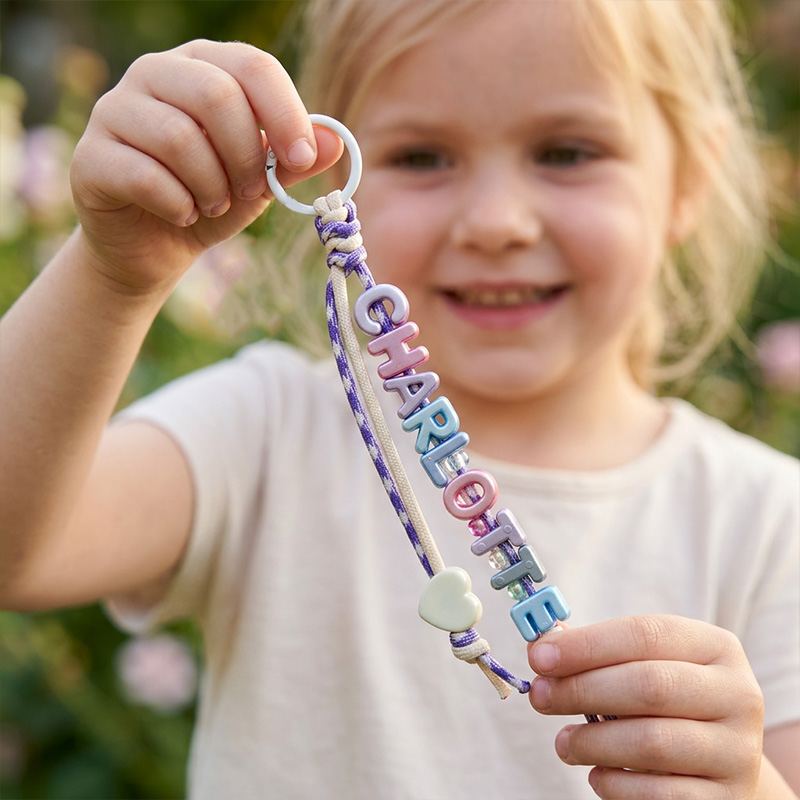 Personalized Name Letter Keychain Colorful Beaded Initial Bag Charm Custom Gift For Kids Teens And Friends