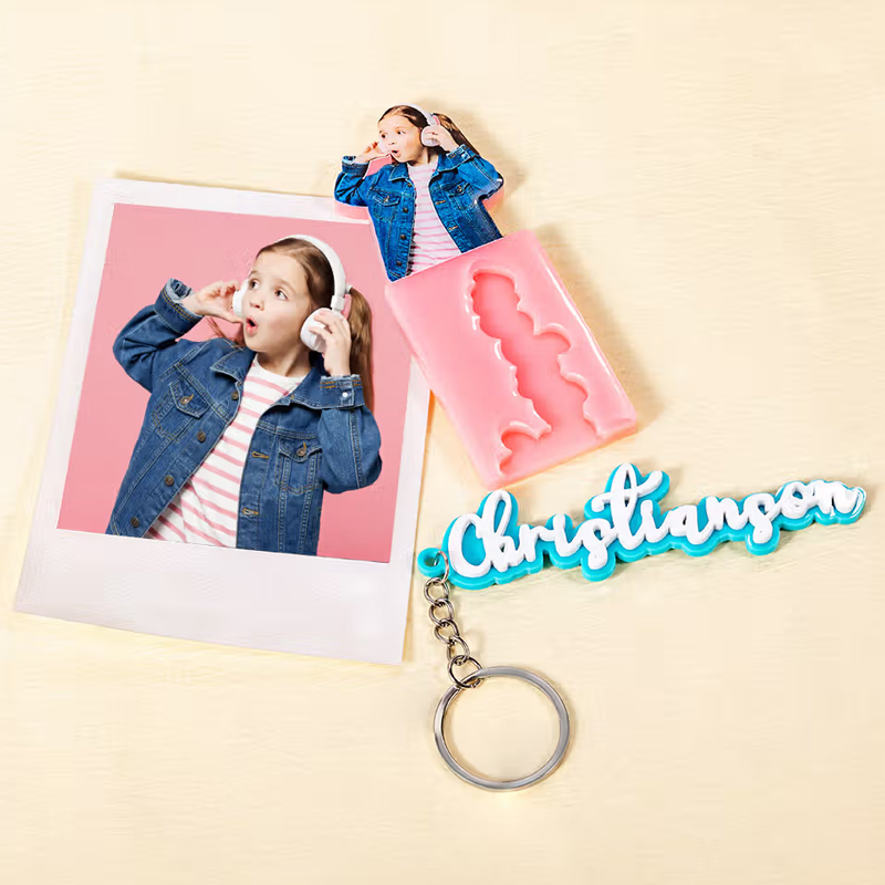 Personalized Acrylic Name Keychain with Photo Family Wall Key Holder Set House Decor Birthday Housewarming Gift for Family