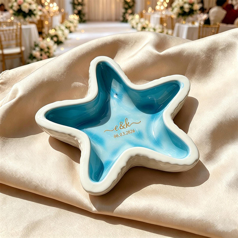 Personalized Ceramic Trinket Dish Personalized Ring Holder with Name&Date Top Bridesmaid Gift for Wedding Party 
