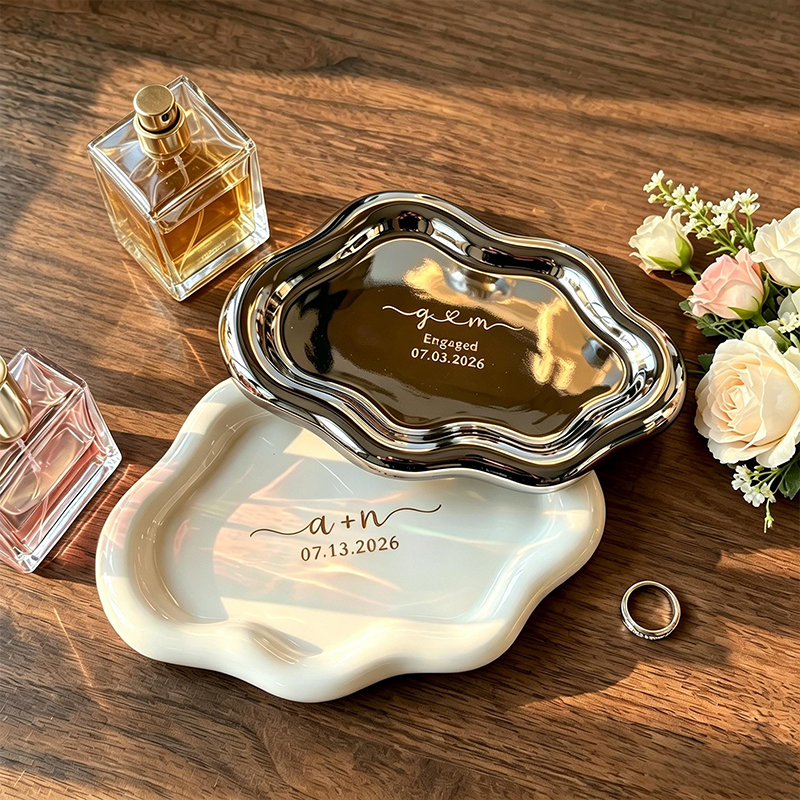 Personalized Initials Jewelry Tray for Bride Custom Wedding Cloud Trinket Dish Personalized Engagement Ring Holder Bridesmaid Proposal Gift