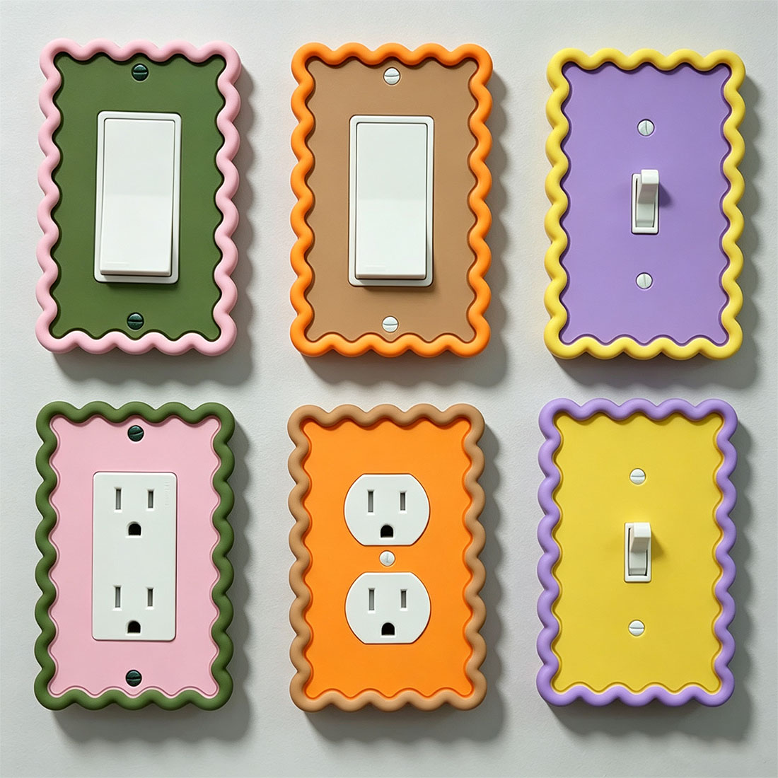 Wavy Light Switch Cover Wavy decoration fits Toggle Rocker Duplex Outlet