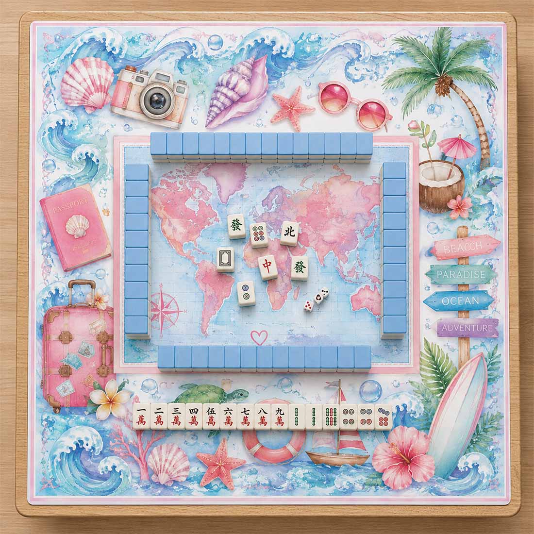 Wanderlust World Map Mahjong Mat