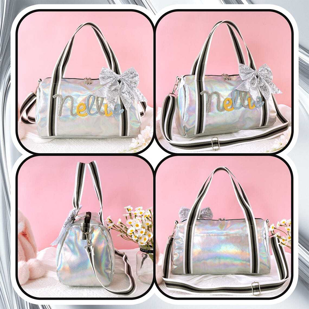 Personalized Little Girls Dance Bag Gymnastics Duffel with Bow Dance Recital Gifts