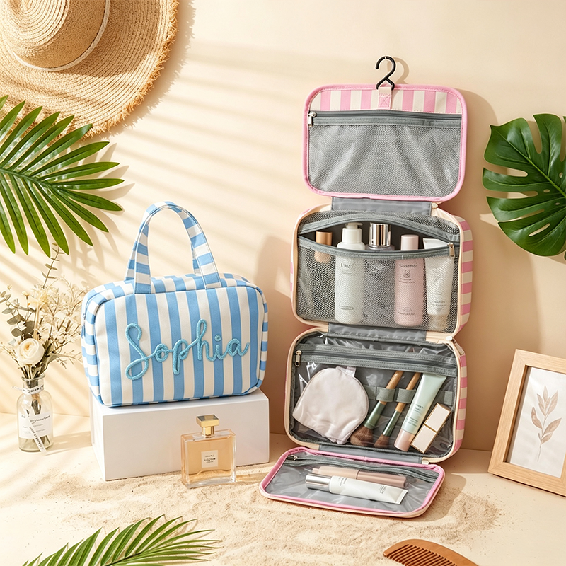 Personalized Expandable and Foldable Toiletry Bag,Personalized Travel Cosmetic Toiletry Bag with Hanging Hook, Bridesmaid Gift,Custom Toiletry Bag