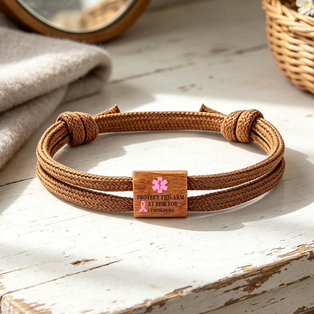 Personalized Star of Life Medical Alert ID Bracelet Emergency Nylon Rope Care Gift for Breast Cancer Woman