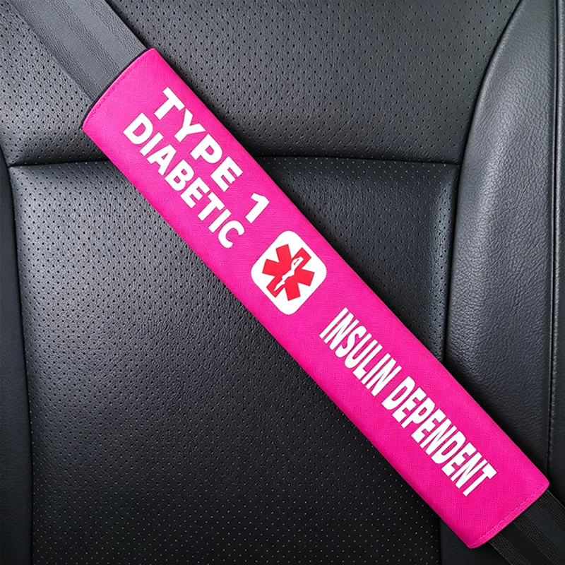 Handmade Printed Type 1 Diabetes Medical Alert Seatbelt Cover - Autism Seat Belt Cover-Special Needs Seatbelt Cover - Cerebral Palsy - Down Syndrome