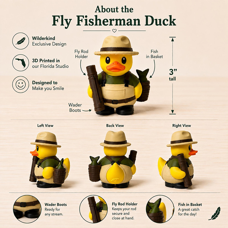 Personalized Fly Fishing Duck Decor Cabin Gift Fisherman Desk Ornament Tackle Box Shelf Accessory Dashboard Figurine Angler Gift Idea for Dad