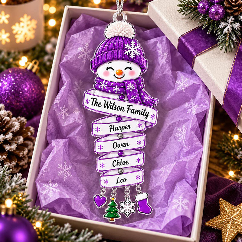 Personalized Snowman Family Acrylic Ornament Custom Family Name Christmas Keepsake 2026 Snowman Kids Ornament Family Holiday Gift