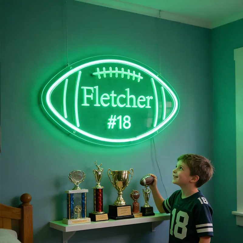 Personalized Football Neon Sign with Custom Name and Jersey Number for Football Fans