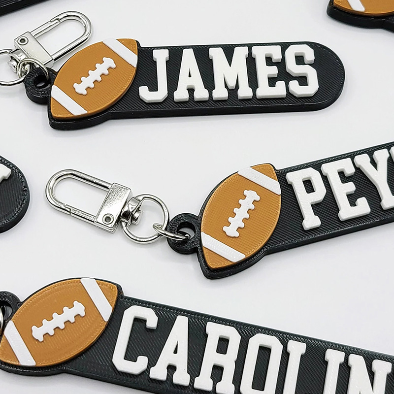 Personalized American Football 3D Printed Hard Plastic Keychains with Custom Your Name 
