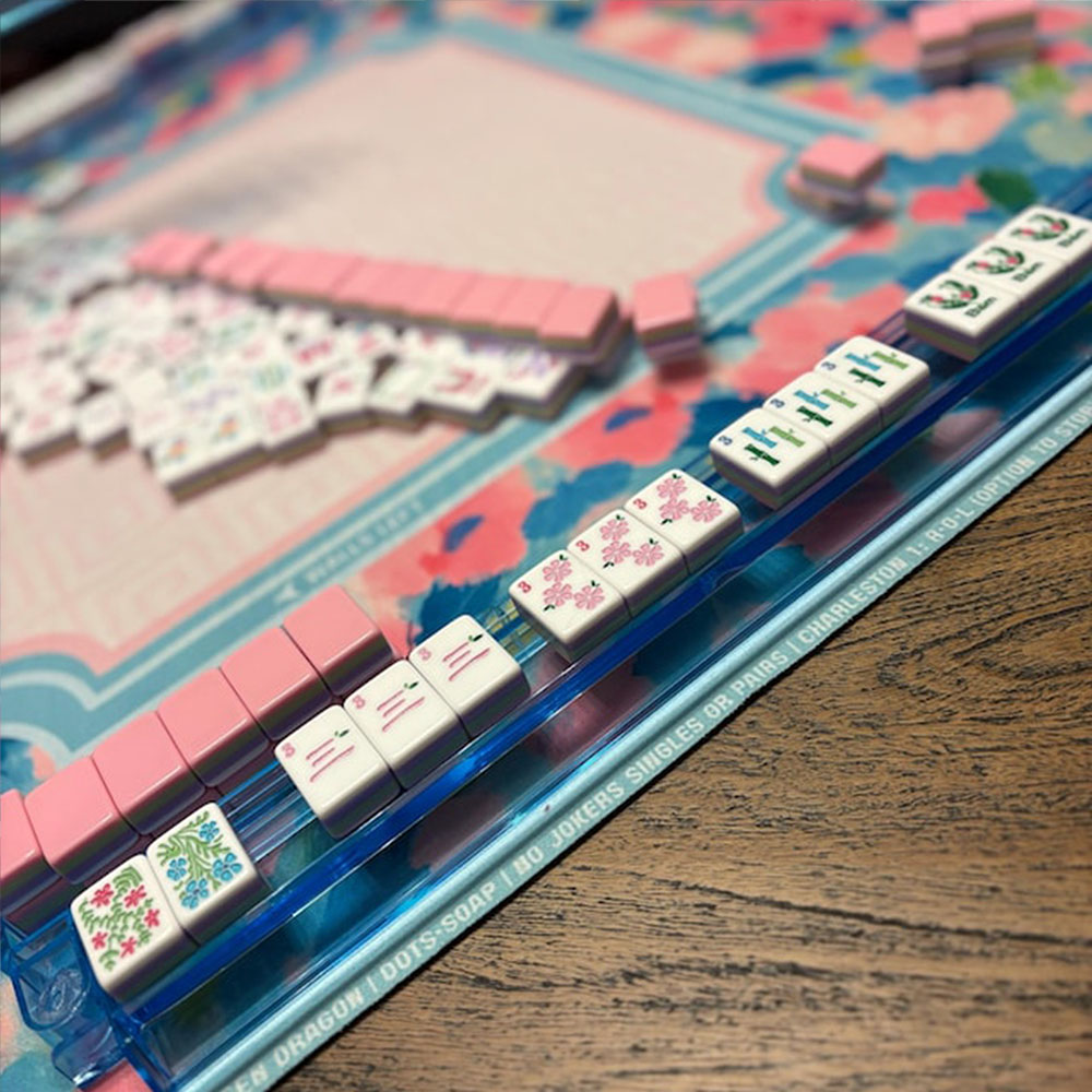 Mahjong Mat Watercolor Bloom Floral Neoprene Instructional Table Mat