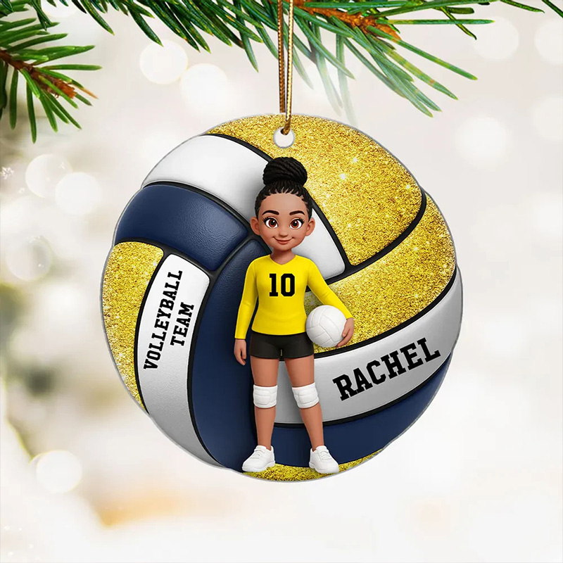 Personalized Acrylic Christmas Ornaments Decoration Volleyball Girl 3D Effect with Custom Name,Number,and Colors