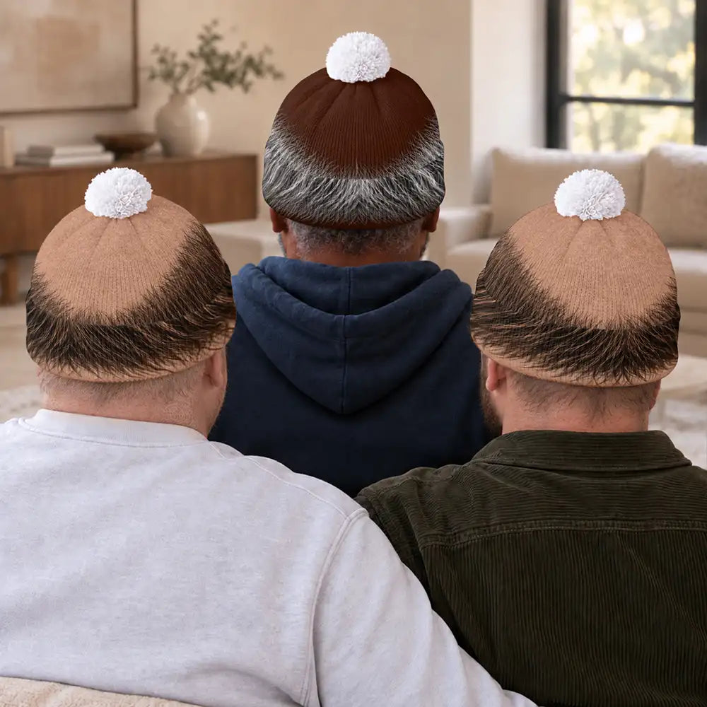 Funny Gag Gift For Him - Personalized Bald Head Bobble Beanie Hat