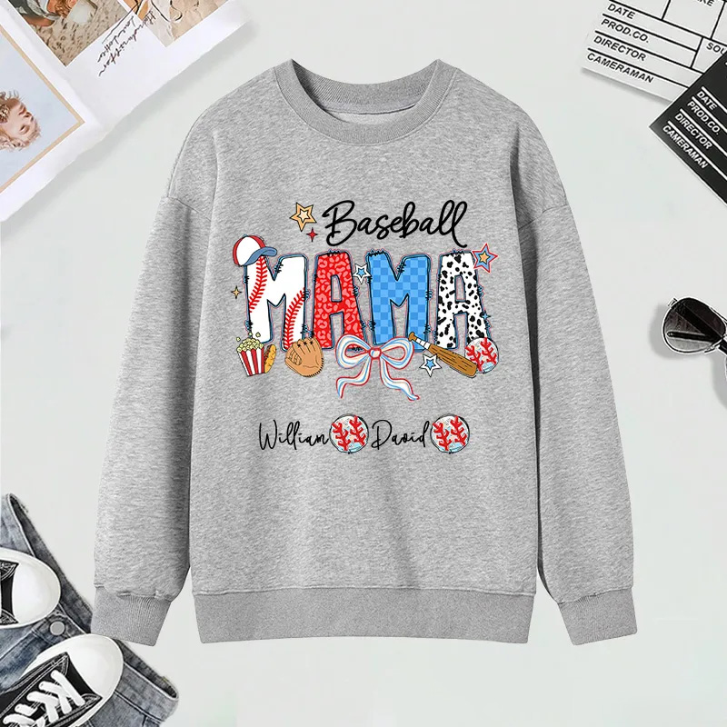 Personalized Baseball Sweatshirt with Custom Name and Design for Mom Nana and More