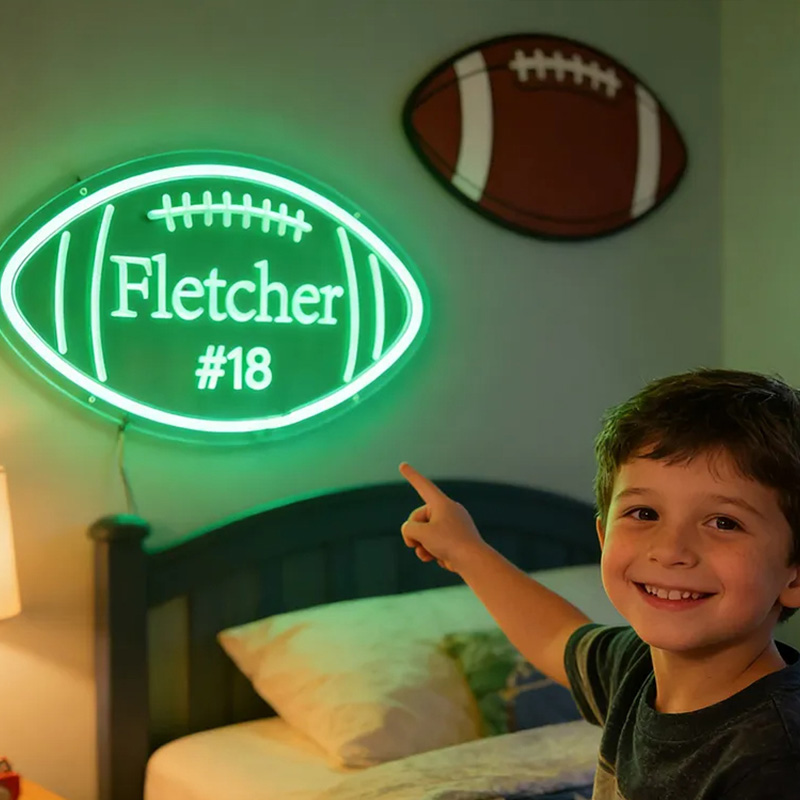 Personalized Football Neon Sign with Custom Name and Jersey Number for Football Fans